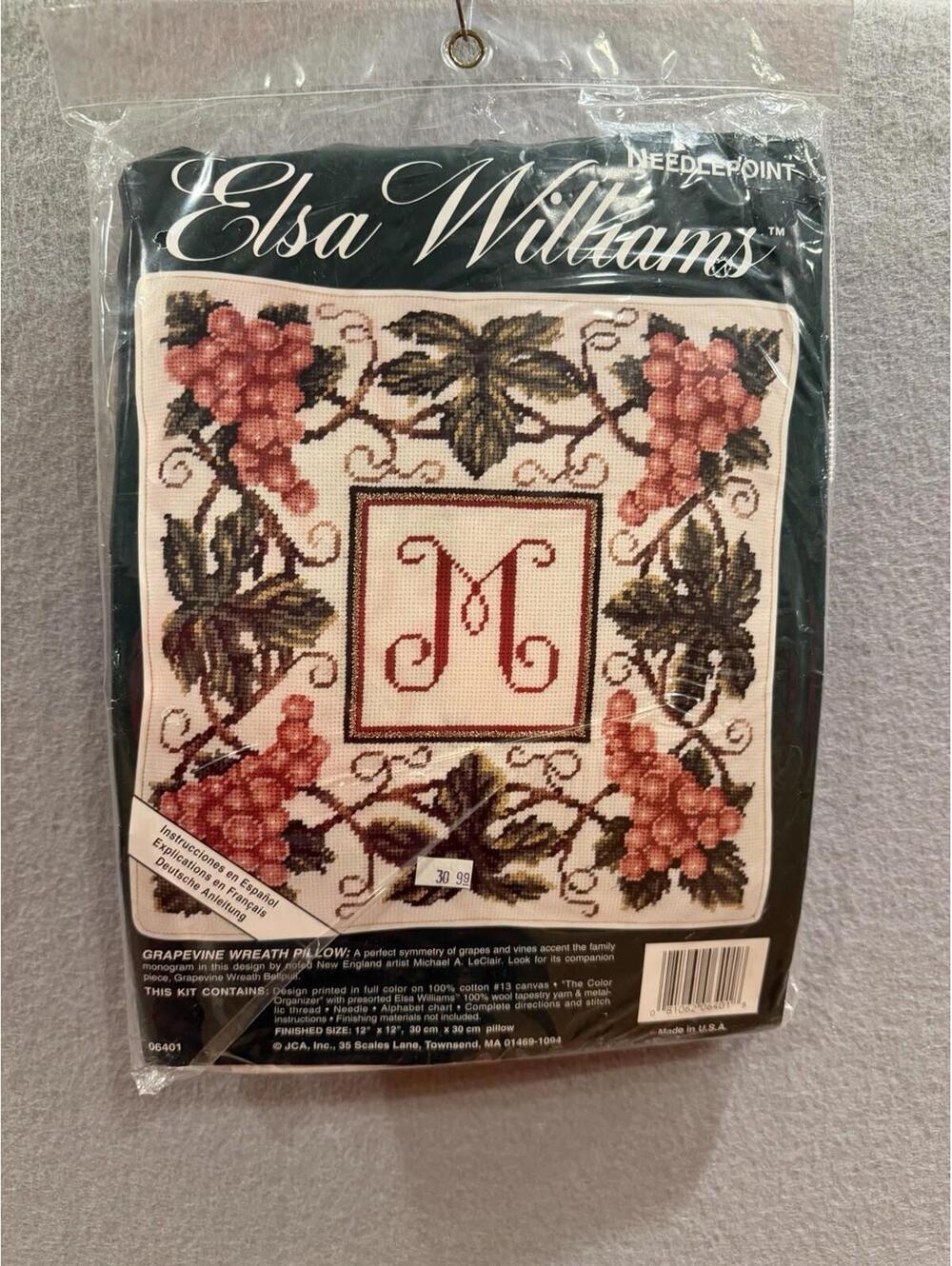 Elsa Williams Vintage Grapevine Wreath Needlepoint Pillow Kit #06401 Sealed NIP